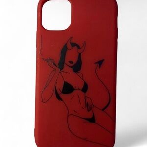 Red Devil Illustration Silicone Phone Case - Unbranded